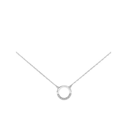 Keepsake Diamond-Accent 10kt White Gold Circle Necklace (I-J, I3), 17"