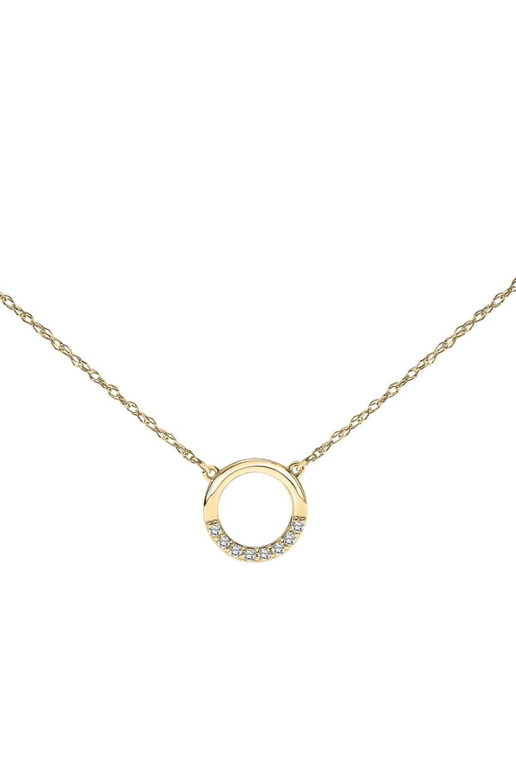 Diamond-Accent 10kt Yellow Gold Circle Necklace (I-J, I3), 17"