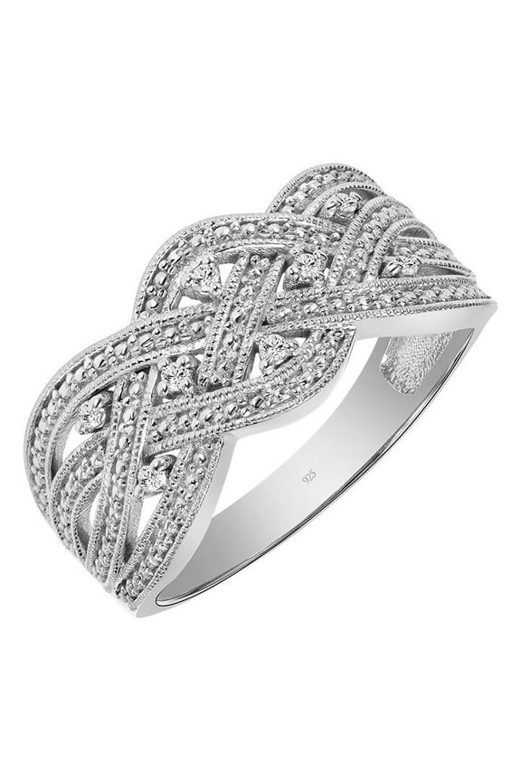 Diamond-Accent Interlaced Anniversary Band in Sterling Silver