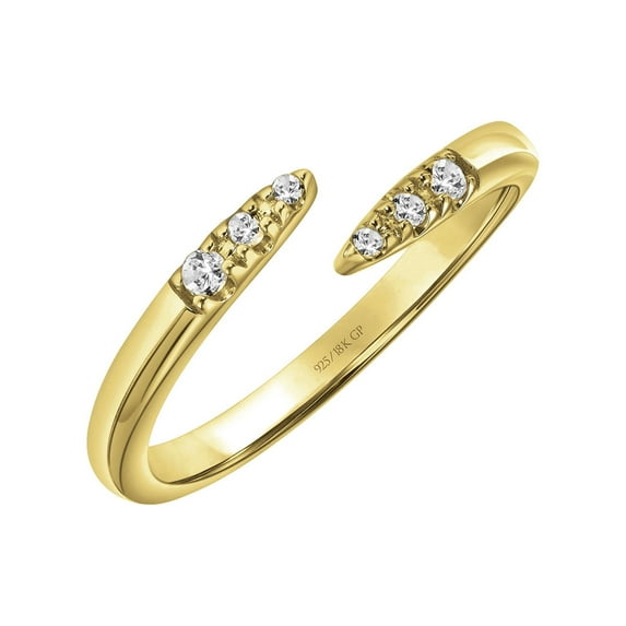 Keepsake Diamond-Accent Open Bypass Stacking Ring in 18K Yellow Gold over Sterling Silver