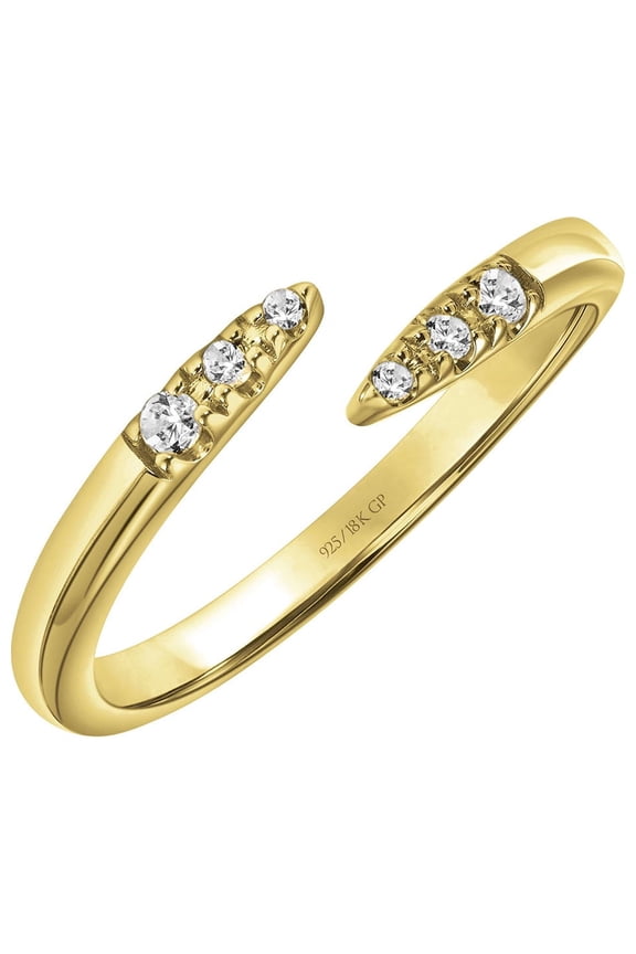 Diamond-Accent Open Bypass Stacking Ring in 18K Yellow Gold over Sterling Silver