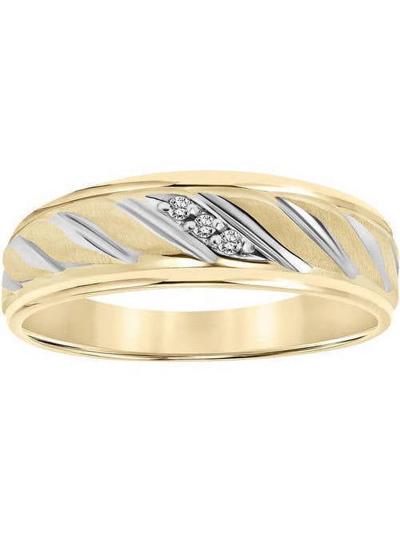 Diamond Accent Rope Design 10kt Yellow Gold Wedding Band