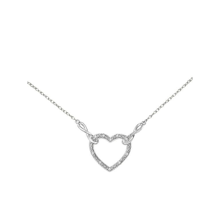 Keepsake Diamond accent Sterling Silver Heart with Infinity Links Necklace Women s Size One size White
