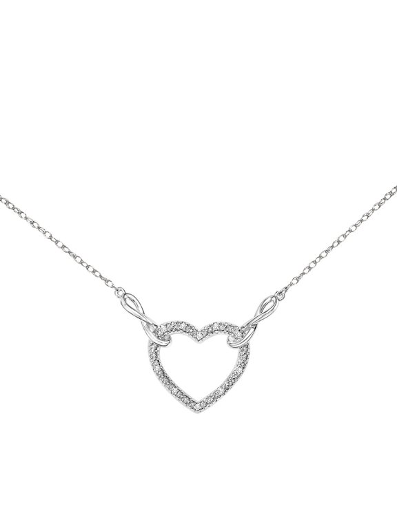 Diamond-Accent Sterling Silver Heart with Infinity Links Necklace