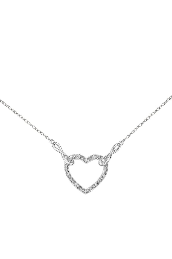 Diamond-Accent Sterling Silver Heart with Infinity Links Necklace