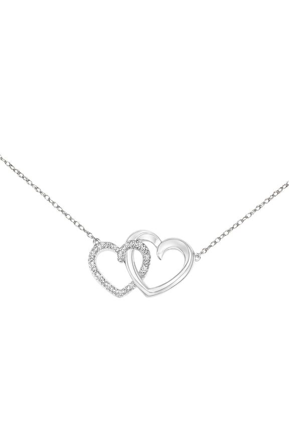 Diamond-Accent Sterling Silver Interlocking Hearts Necklace