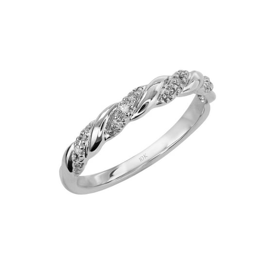 Keepsake Diamond-Accent Twist 10kt White Gold Wedding Band (H-I, I2)
