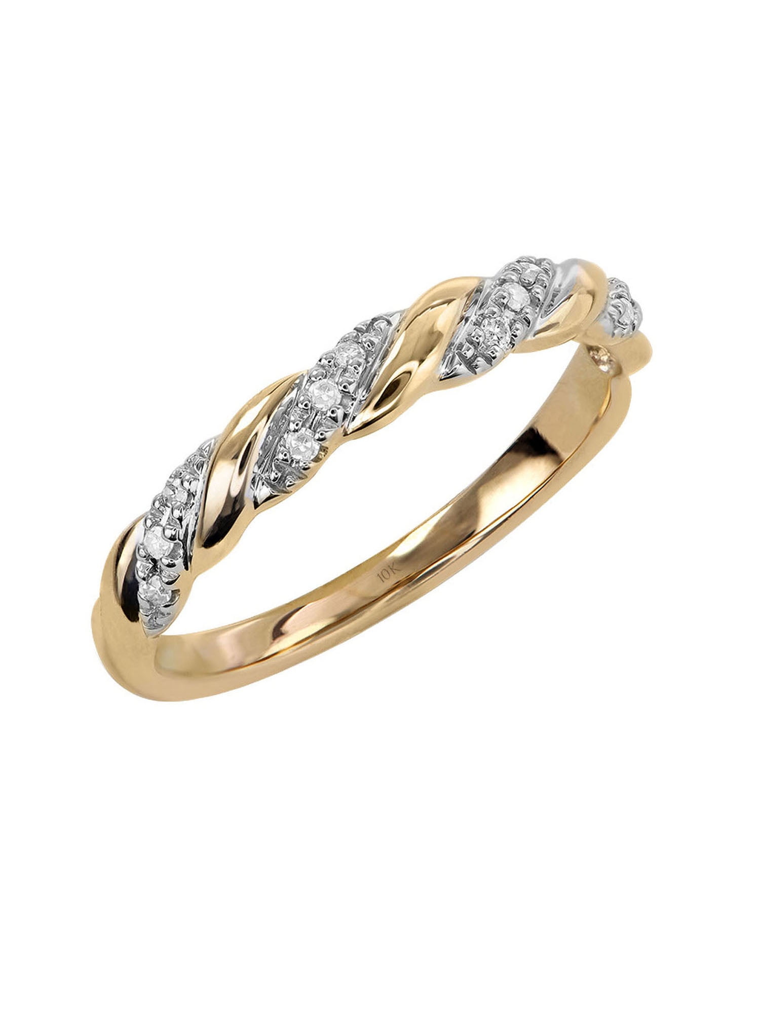 Keepsake Diamond-Accent Twist 10kt Yellow Gold Wedding Band (H-I, I2)