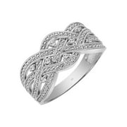 Keepsake Diamond-Accent Woven Multi-Row Anniversary Ring in Sterling Silver