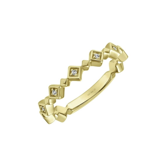 Keepsake Diamond-Accent ZigZag Stacking Ring in 18k Yellow Gold over Sterling Silver