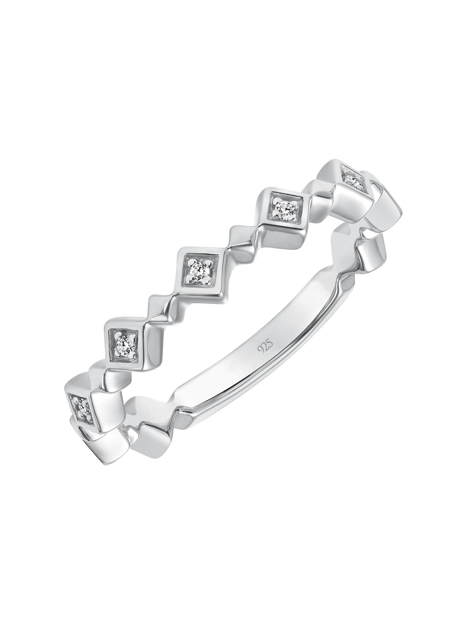 Keepsake Diamond-Accent ZigZag Stacking Ring in Sterling Silver