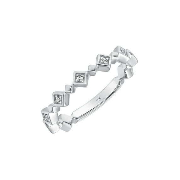 Keepsake Diamond-Accent ZigZag Stacking Ring in Sterling Silver