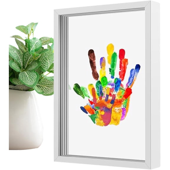 Keepsake Handprint Frame, Transparent Handprint Frame - Family Handprint Kit | Craft Clear Kit Family Handprint Craft Kit, Wooden Frame Kit with Safe Paint Transparent Sheets for New Parents