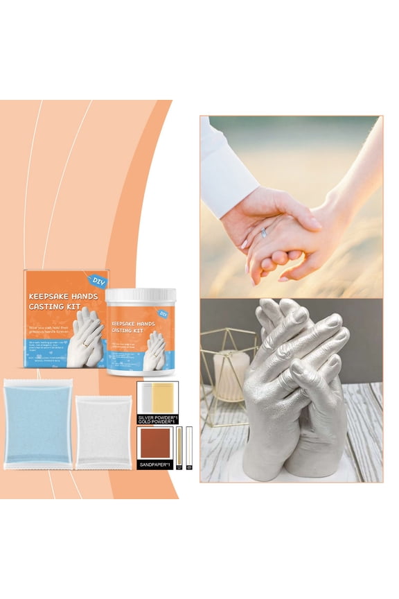Keepsake Hands Casting Kit, 3D Hand Mold Kit - DIY Plaster Statue for Couples, Family, Kids, Wedding Anniversary, Valentine's Day & Parent-Child Crafts