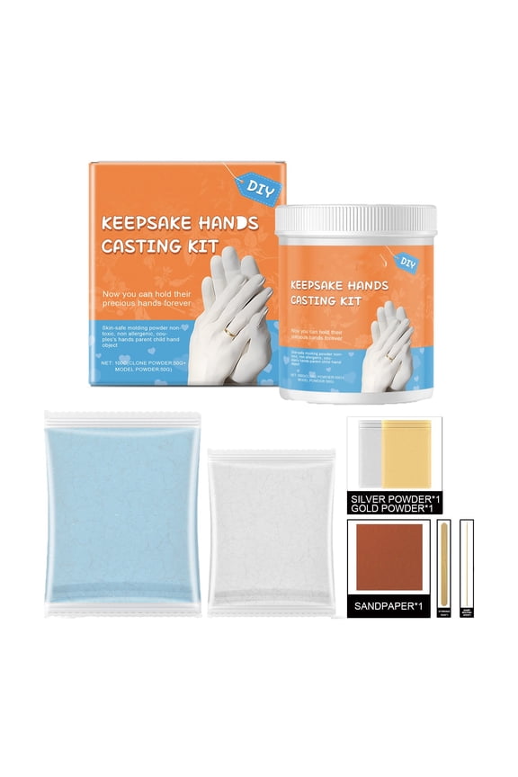 Keepsake Hands Casting Kit – Create Lasting Memories with DIY Plaster Handprint Kit, Family Craft for Parents & Kids for Baby’s First Cast & Family Bonding Activity,Orange