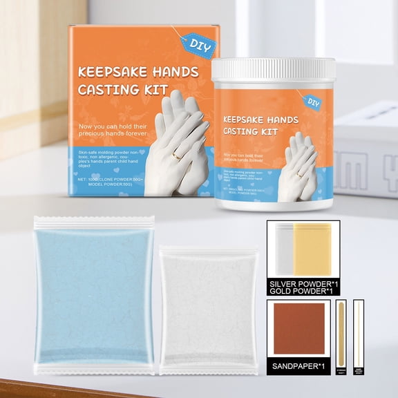 Keepsake Hands Casting Kit for Arts Crafts DIY Toy - Create Hand Plaster for Keepsakes and Home, 2.48x2.24 inch, Orange