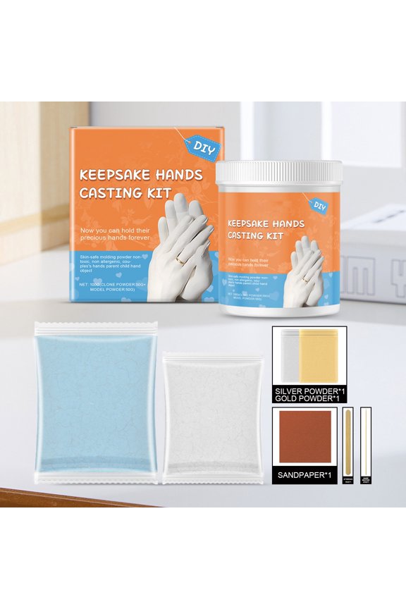 Keepsake Hands Casting Kit for Arts & Crafts DIY Toys - Create Lasting Handprint Keepsakes with Safe Plaster and for Projects, 2.48x2.24 inch, Orange