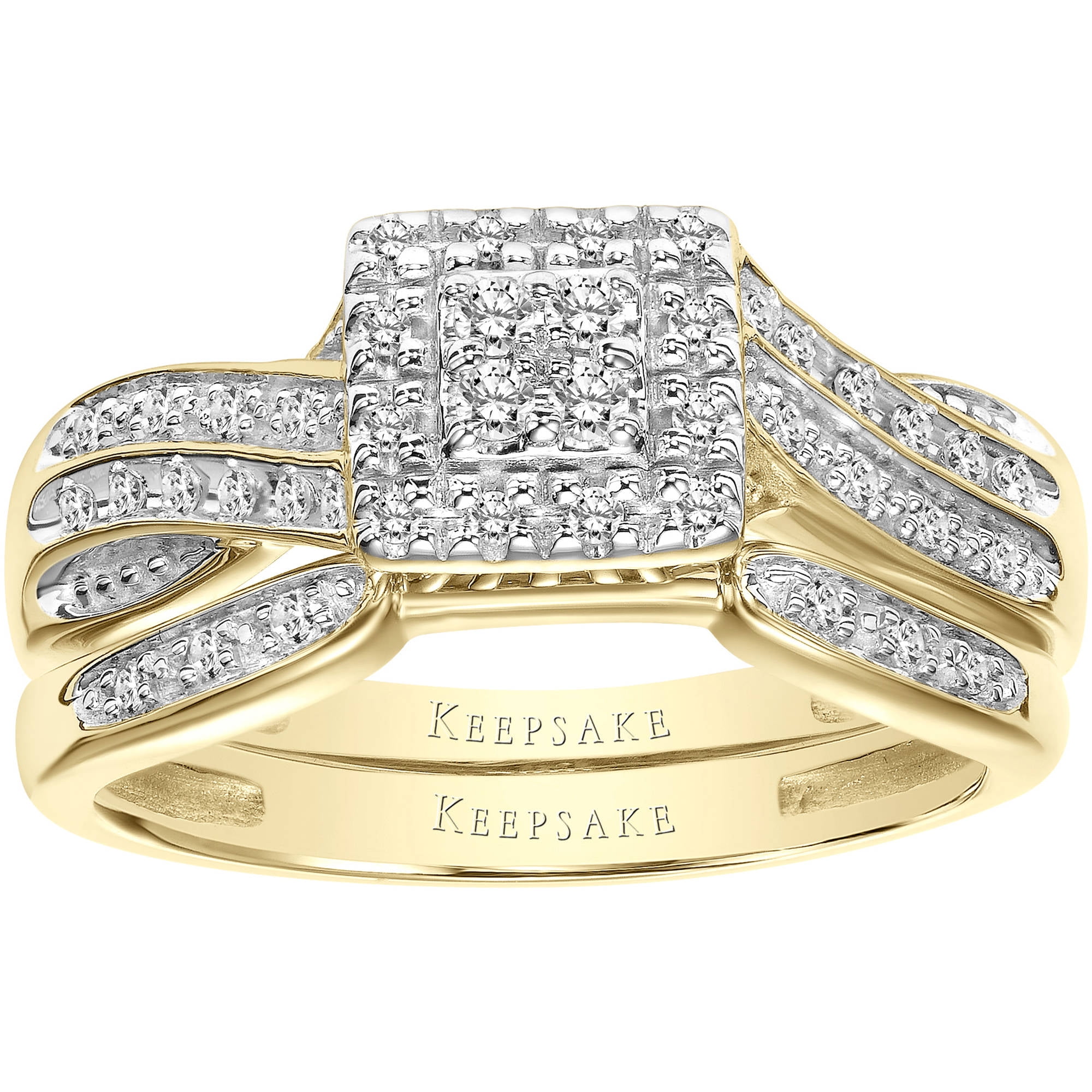Keepsake Infinite I2 1/4ct Diamond Engagement & Wedding Ring Set, 10KT Yellow Gold