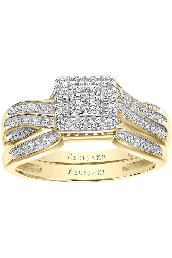Infinite I2 1/4ct Diamond Engagement & Wedding Ring Set, 10KT Yellow Gold