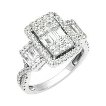 1 3/8 Carat TGW Created White Sapphire Women's "Lumina Gem" Engagement Ring in Sterling Silver