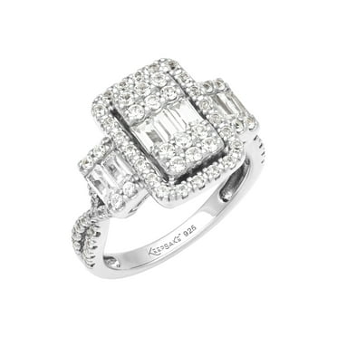 Keepsake Lumina Gem1 3/8ct tgw Created White Sapphire Engagement Ring, Sterling Silver