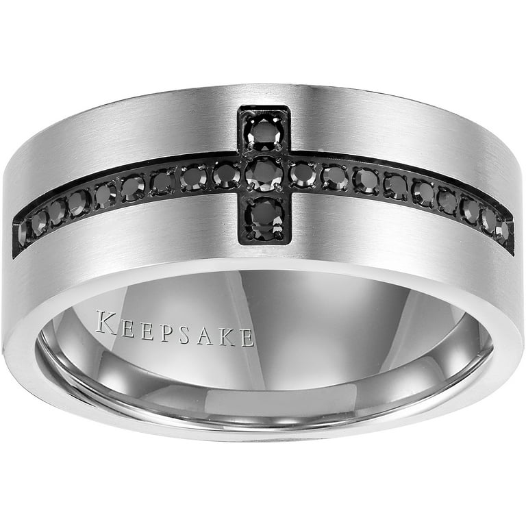 Keepsake Men s Rebel 1 4 Carat T.W. Black Diamond Stainless Steel Band Walmart