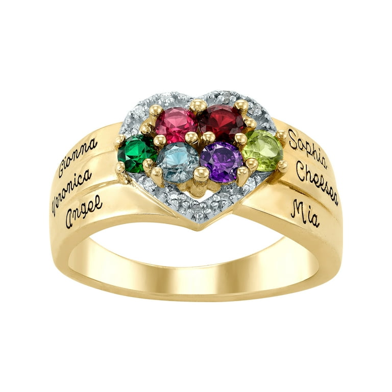 14k Gold Diamond Accented Mother's Family Birthstone Ring 14k Gold Diamond Accented Mother's Family Birthstone Ring