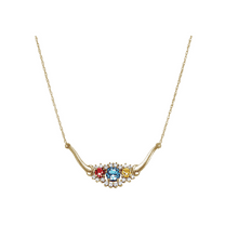 Keepsake Personalized Family Jewelry Sky 3 Genuine Birthstone Pendant Necklace in 10k Yellow Gold