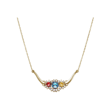 Keepsake Personalized Family Jewelry Sky 3 Genuine Birthstone Pendant Necklace in 10k Yellow Gold