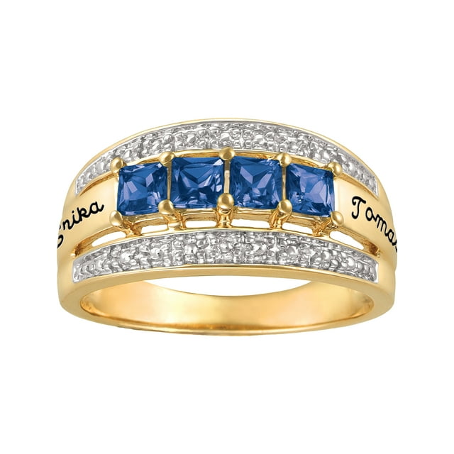 Keepsake Personalized Felicity Mother's Princess-Cut Birthstone Ring available in Sterling Silver, 10kt Gold Plate, 10kt Gold and 14kt Gold