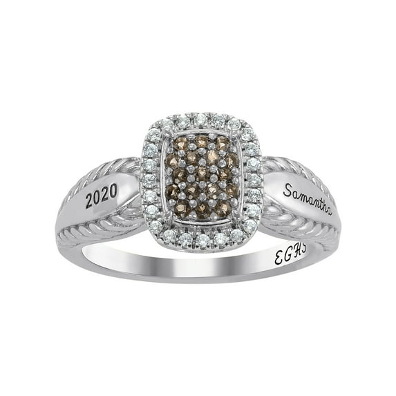 Keepsake Personalized Women's Lynx Class Ring available in Sterling Silver, Gold over Silver, 10k Yellow and White Gold
