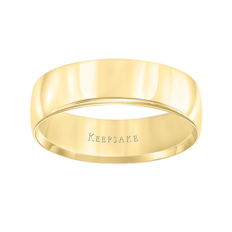 10k イエローゴールド Keepsake 10kt Yellow Gold 6mm Polished Wedding Band for Men and