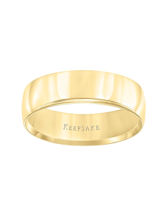 10kt Yellow Gold 6mm Polished Wedding Band for Men and Women