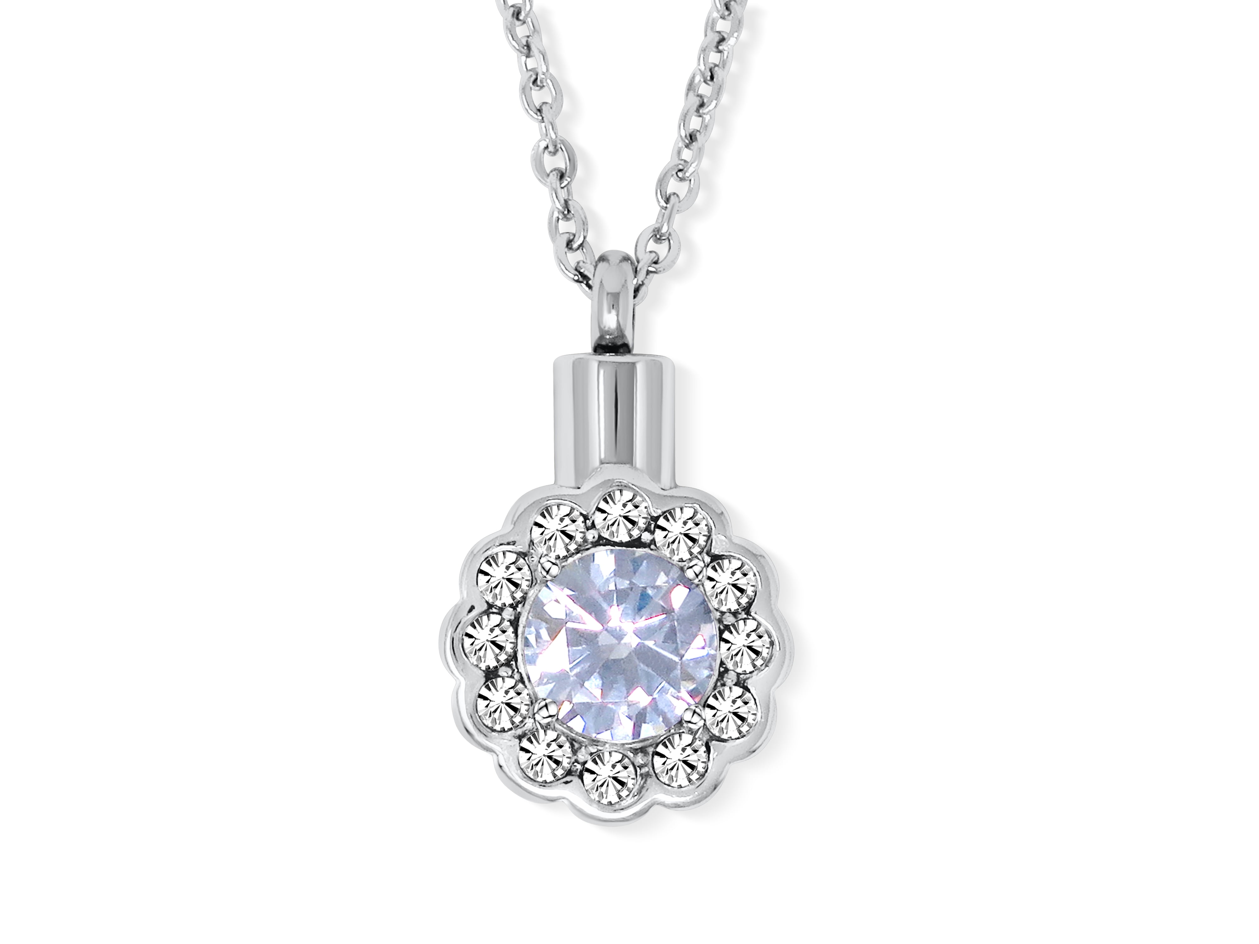 Silver Moonstone Keepsake Urn Necklace - Memorial Glass & Jewelry