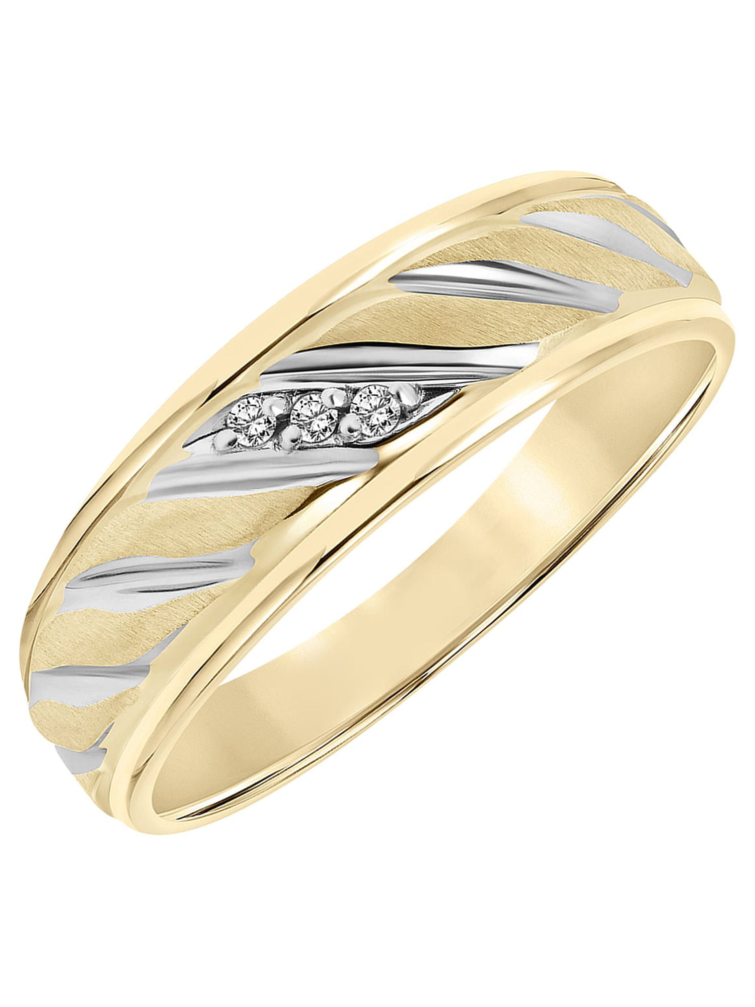 Keepsake Rope Design Diamond Accent Wedding Band, 0.03 ct. t.w., 10K Yellow Gold, Includes Ring Box