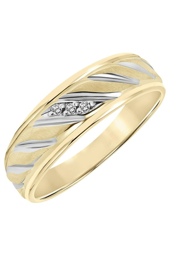 Rope Design Diamond Accent Wedding Band, 0.03 ct. t.w., 10K Yellow Gold, Includes Ring Box