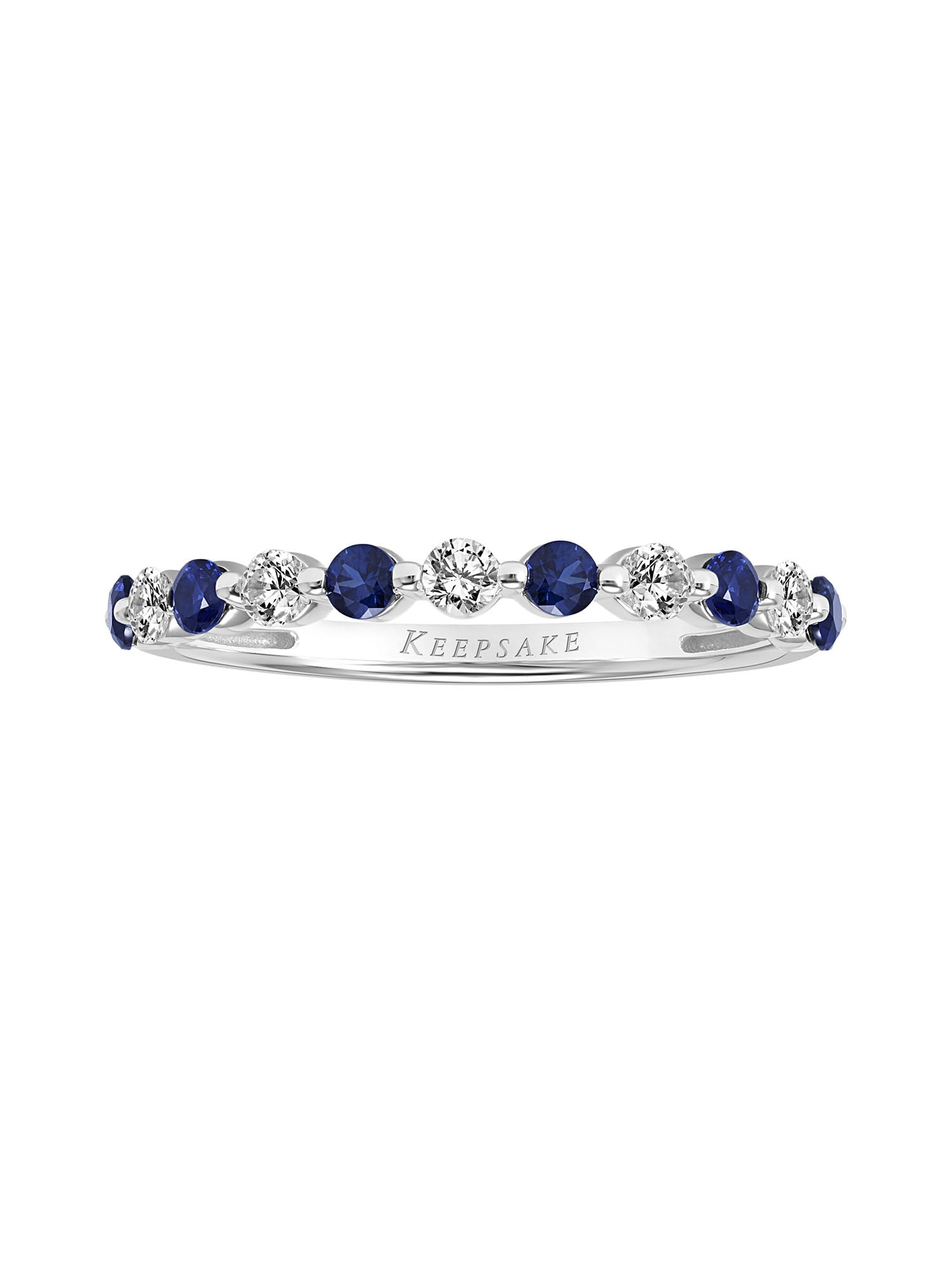 Keepsake Semi-Eternity Round Rings, Sterling Silver, 9", White Sapphire