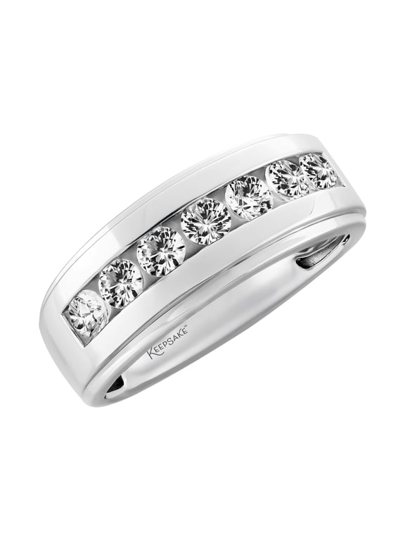 Sterling Silver Created White Sapphire Men's Wedding Band