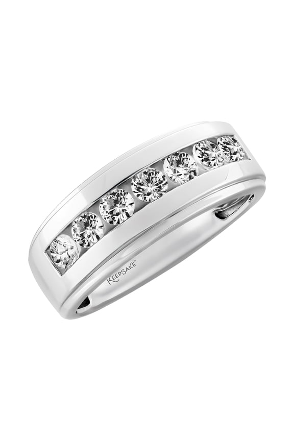 Sterling Silver Created White Sapphire Men's Wedding Band
