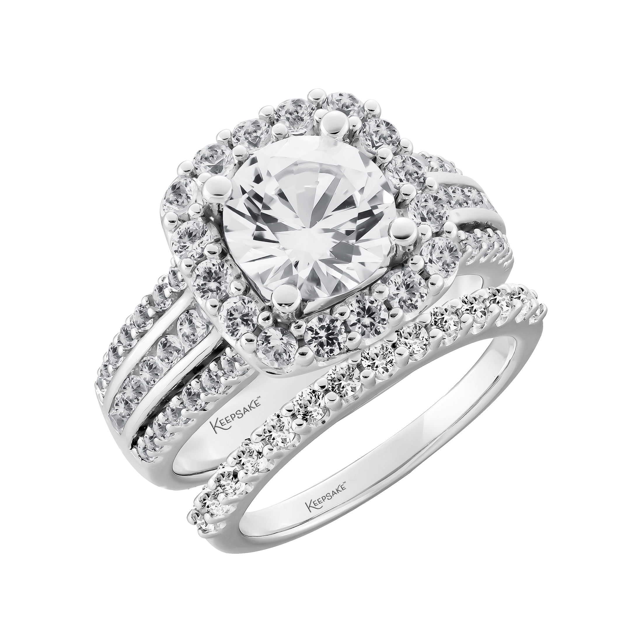 Keepsake Sterling Silver Created White Sapphire Women's Bridal Set