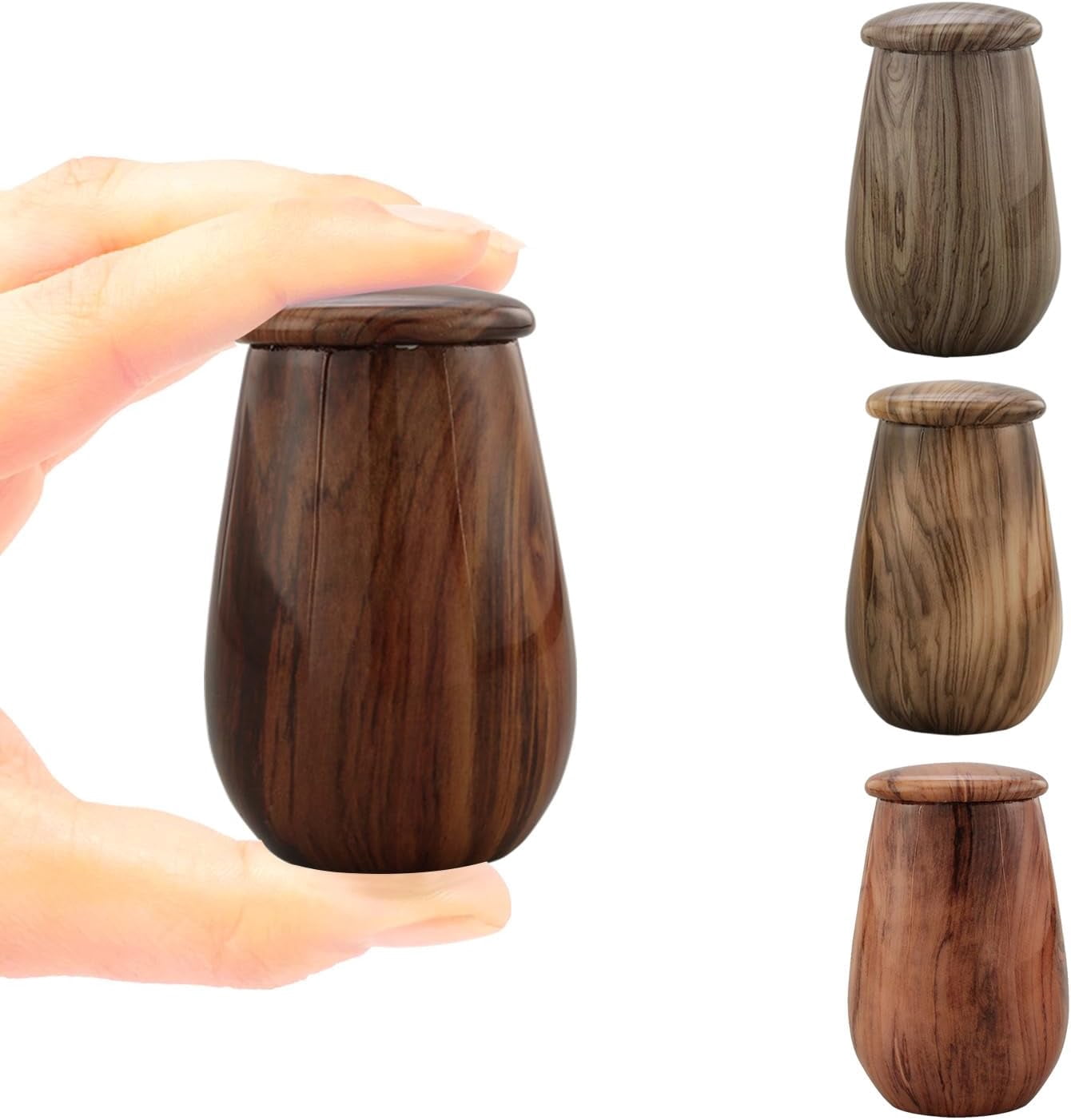 Keepsake Urn | Wooden Grain Finish Keepsake Cremation Urn for Ashes | Metal Sharing Urn for Human or Pets Ashes | Mini Memorial Urn with Velvet Bag (Oak)