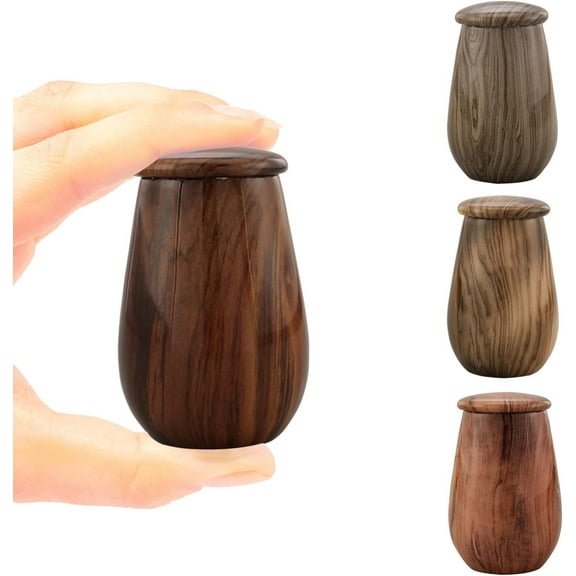 Keepsake Urn | Wooden Grain Finish Keepsake Cremation Urn for Ashes | Metal Sharing Urn for Human or Pets Ashes | Mini Memorial Urn with Velvet Bag (Oak)