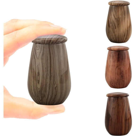 Keepsake Urn | Wooden Grain Finish Keepsake Cremation Urn for Ashes | Metal Sharing Urn for Human or Pets Ashes | Mini Memorial Urn with Velvet Bag ( Silver Teak)