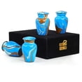 thumbnail image 1 of Keepsake Urns Small for Human Ashes Set of 4 | Mini Funeral Cremation Pot with Velvet Box | Cremated Remains Storage Container & Box (Ocean Blue Tides), 1 of 4