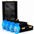 thumbnail image 1 of Keepsake Urns Small for Human Ashes Set of 4 | Mini Funeral Cremation Pot with Velvet Box | Cremated Remains Storage Container & Box (Capri Blue), 1 of 6
