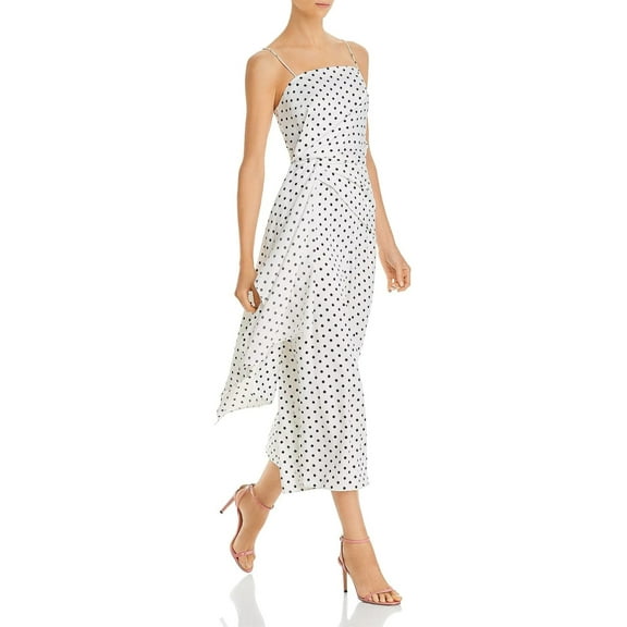 Keepsake Women's White Foolish Polka Dot Printed Cropped Jumpsuit