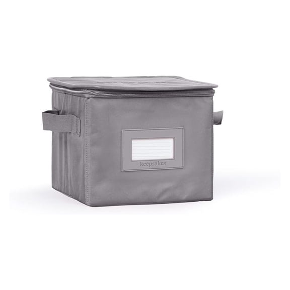 Keepsakes Dish Storage Box - Stackable, Reinforced Handles, China Storage, Graphite