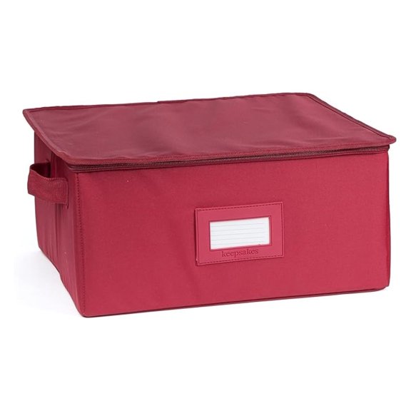 Keepsakes Dish Storage Box - Stackable, Reinforced Handles, China Storage, Scarlett Red