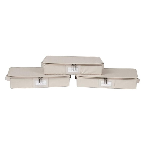 Keepsakes - Zip-Top Storage Box - Heavy Duty Polyester- Reinforced Handles - Stackable Design - Indoor Storage, Beige