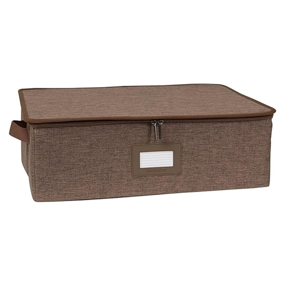 Keepsakes - Zip-Top Storage Box - Heavy Duty Polyester- Reinforced Handles - Stackable Design - Indoor Storage, Brown